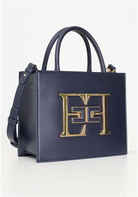 Shopper blu da donna con maxi placca EF e logo doppia C ELISABETTA FRANCHI | BS06A46E2B75